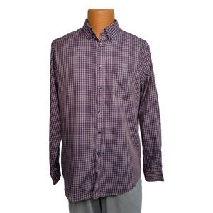 Van Heusen Purple Plaid Men's Dress Shirt, Medium, 15-15.5, Pre-owned